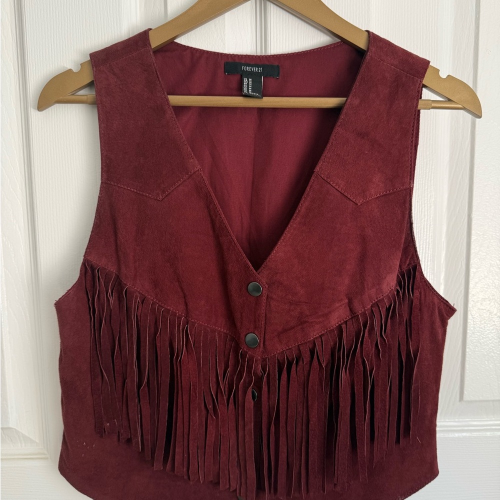 Forever 21 Burgundy Suede Vest
